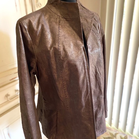 Bronze Leather Jacket by COLDWATER CREEK🍁 - Picture 9 of 9